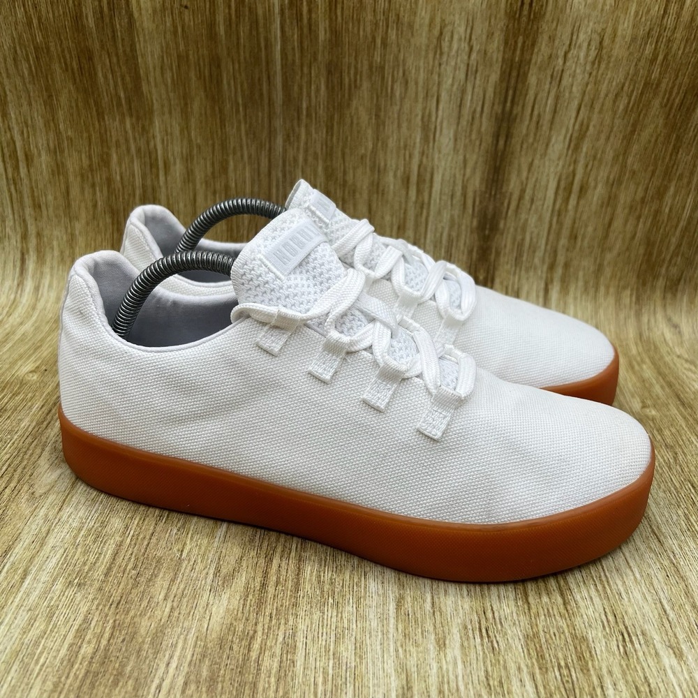 NOBULL Recs Knit Canvas Trainer Men's Size 10 White Gum Sole Low Top Sneakers